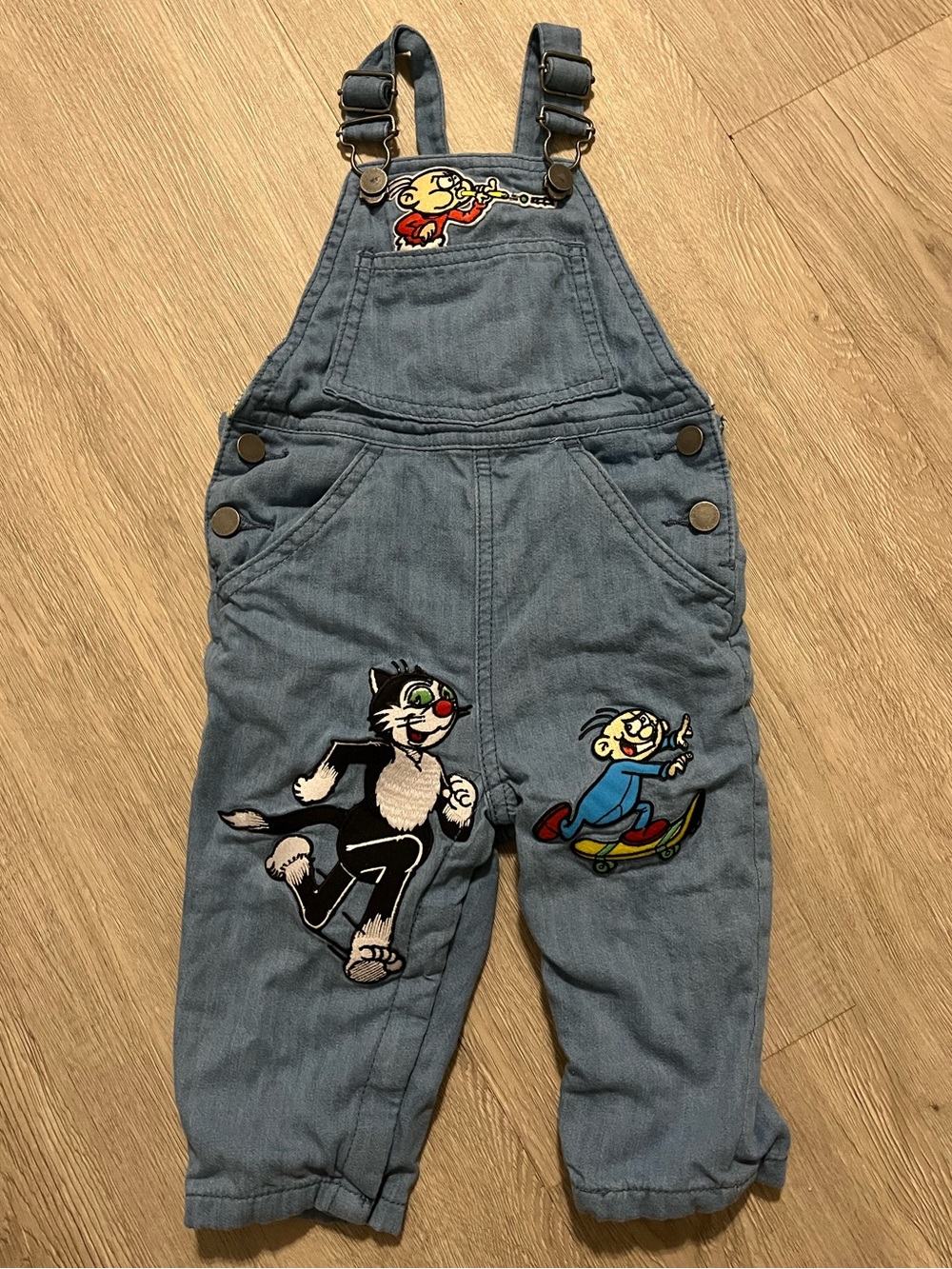 Stella McCartney Kids Blue Denim Kids' Overalls with Cartoon Patches